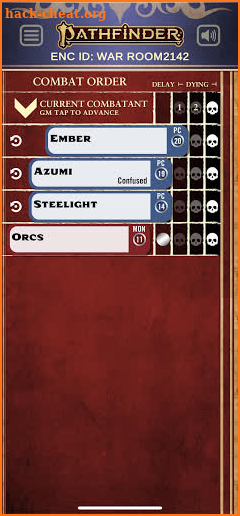 Pathfinder 2E Combat Tracker screenshot