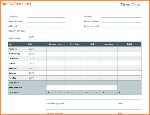 Paysheet Templates screenshot