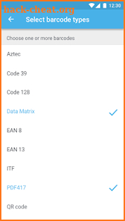 PDF417 barcode scanner screenshot