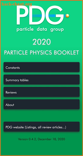 PDG Particle Physics Booklet screenshot