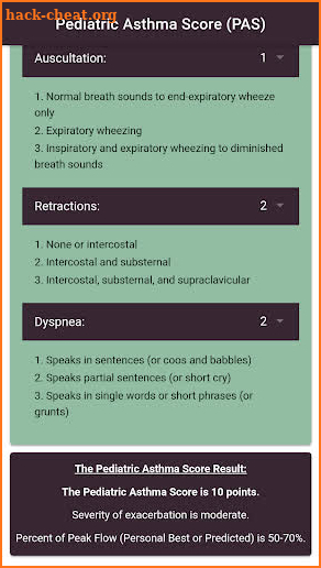 Pediatric Asthma Severity Score - Asthma Tracker screenshot