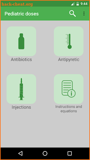 Pediatric doses calculator screenshot