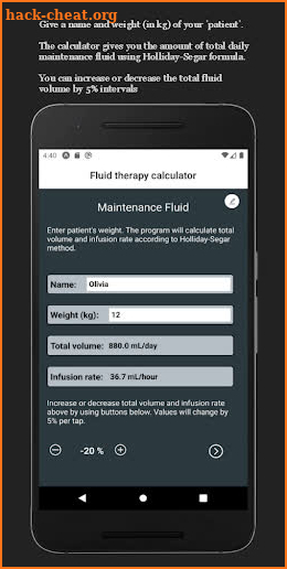 Pediatric IV Fluid Calculator screenshot