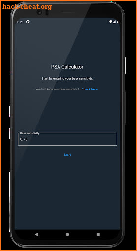 Perfect sensitivity calculator screenshot