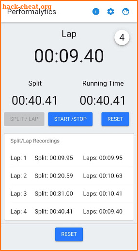 Performalytics Stopwatch screenshot