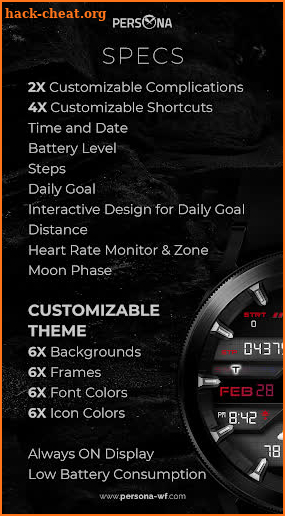 PERSONA Smart WearOS WatchFace screenshot