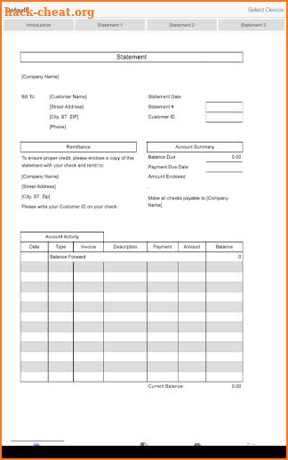 Personal Billing Statement screenshot