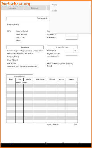 Personal Billing Statement screenshot