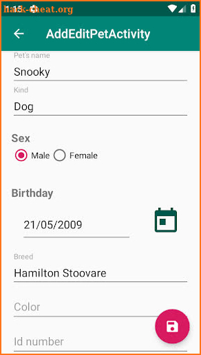 Pet's Vaccination Card screenshot