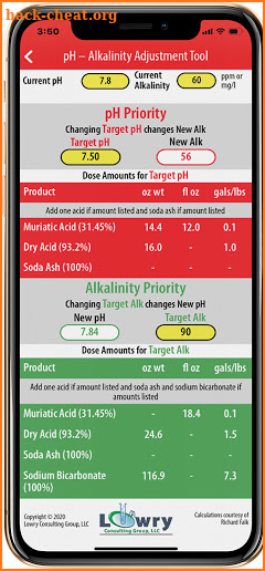 pH-Alkalinity Adjustment Tool screenshot