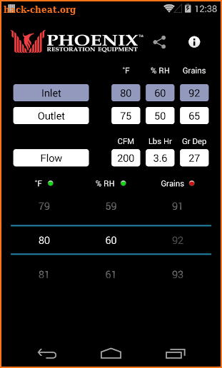 Phoenix Psychrometric screenshot