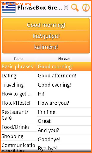 Phrasebook Greek screenshot