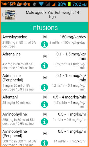 PICU Calculator screenshot