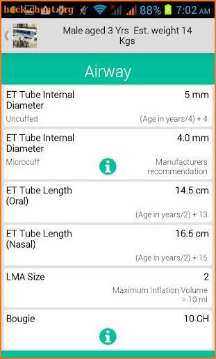 PICU Calculator screenshot