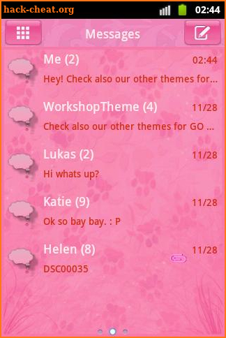 Pink 2 GO SMS PRO Theme screenshot