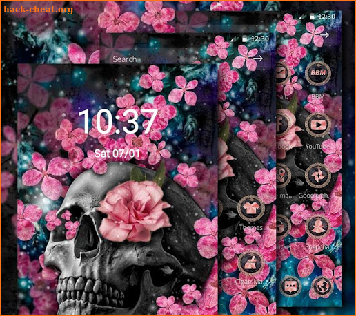 Pink Blossom Skull Theme screenshot