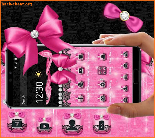 Pink Bow Diamond Glitter Theme screenshot