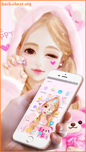 Pink Cartoon Lovely Girl Theme screenshot