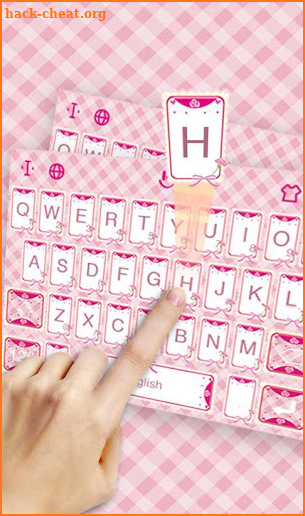 Pink Checked Rose Bow Keyboard Theme screenshot