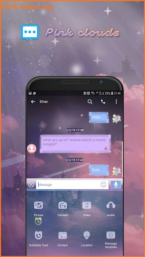 Pink clouds skin for Next SMS screenshot