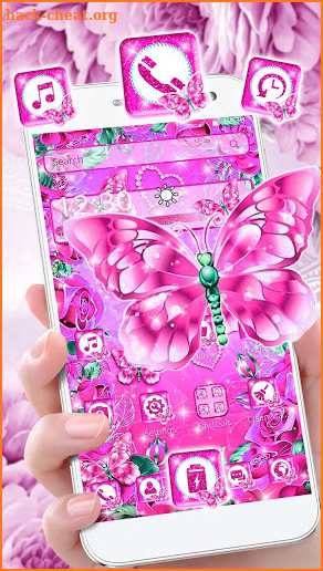 Pink Crystal Butterfly Theme screenshot