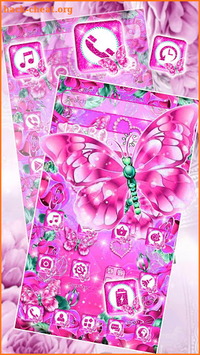 Pink Crystal Butterfly Theme screenshot