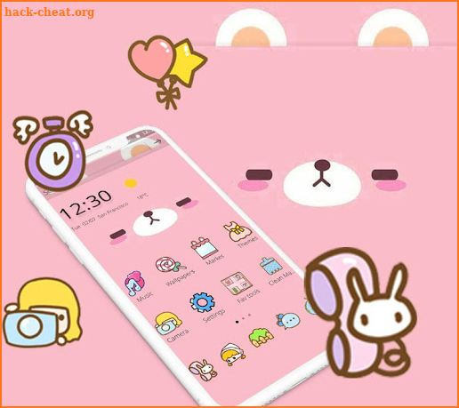 Pink Cute Cartoon Bear Theme screenshot