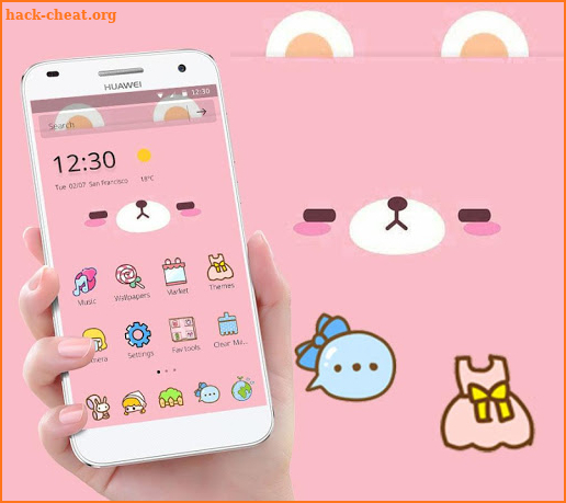 Pink Cute Cartoon Bear Theme screenshot