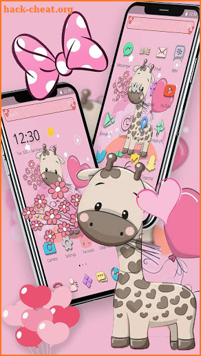 Pink Cute Cartoon Giraffe Theme screenshot