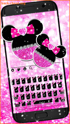 Pink Cute Glitter Bow Keyboard screenshot