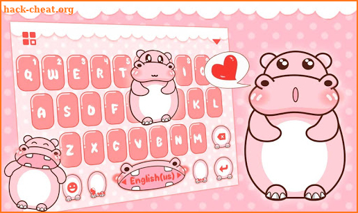 Pink Cute Hippo Keyboard Theme screenshot