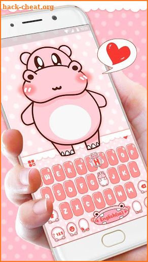 Pink Cute Hippo Keyboard Theme screenshot