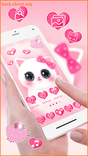 Pink Cute Kitty 3D Launcher Theme Live Wallpapers screenshot