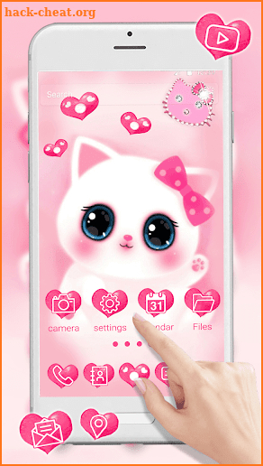 Pink Cute Kitty 3D Launcher Theme Live Wallpapers screenshot