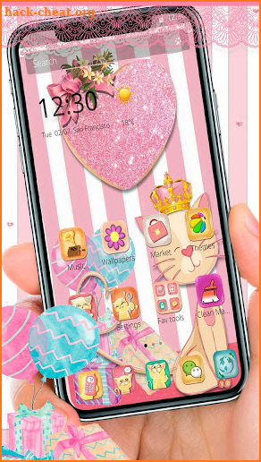 Pink Cute Lovely Cat Theme😸 screenshot