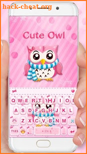 Pink Cute Owl Keyboard Theme screenshot