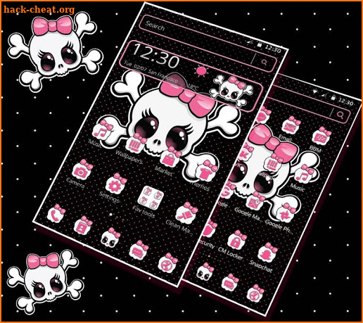 Pink Cute Skull Theme screenshot