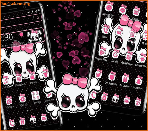 Pink Cute Skull Theme screenshot