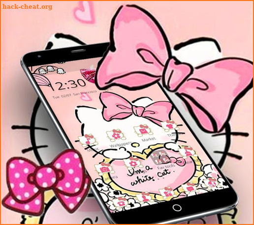 Pink Cuteness Kitty Bowknot Theme screenshot