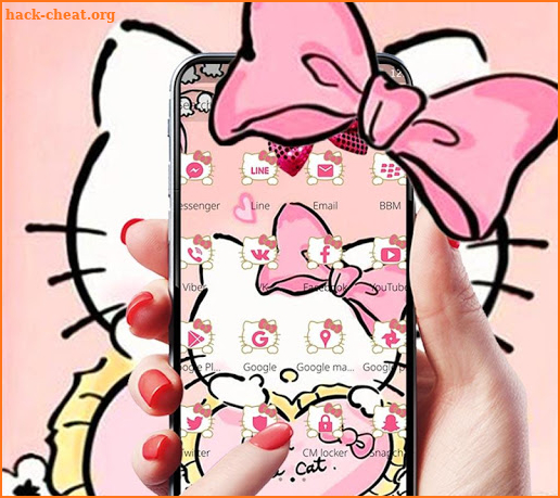 Pink Cuteness Kitty Bowknot Theme screenshot