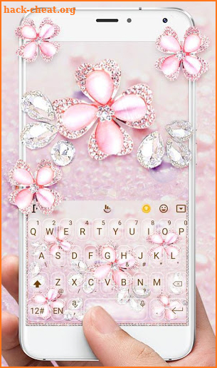 Pink Diamond Flowers Keyboard Theme screenshot