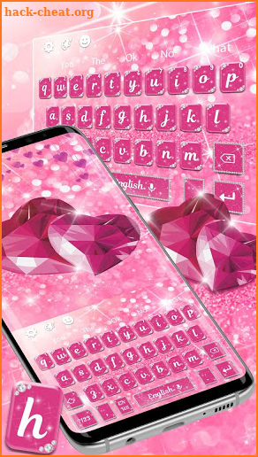 Pink Diamond Glitter Heart Keyboard Theme screenshot