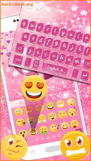 Pink Diamond Glitter Heart Keyboard Theme screenshot