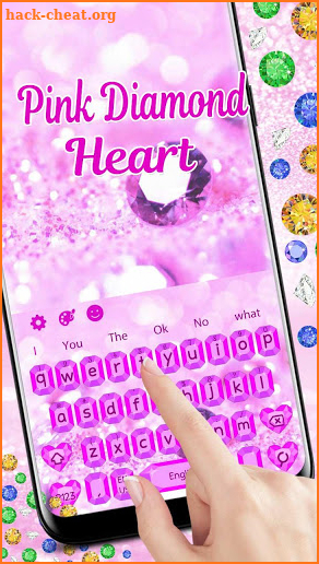 Pink Diamond Heart Gravity Keyboard Theme screenshot