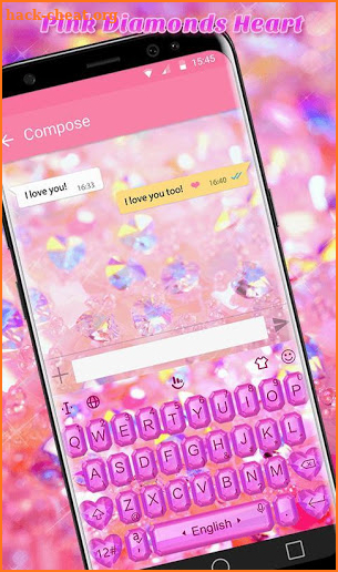 Pink Diamond Heart Keyboard Theme screenshot