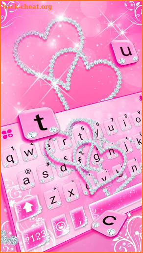 Pink Diamond Hearts Keyboard Theme screenshot