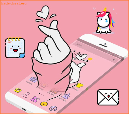 Pink Finger Heart Love Theme screenshot