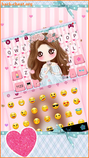 Pink Floral Girl Keyboard Theme screenshot