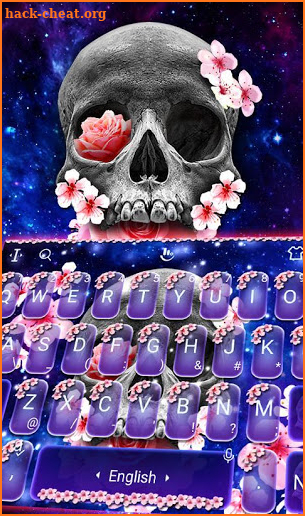 Pink Flower Skull Keyboard Theme screenshot