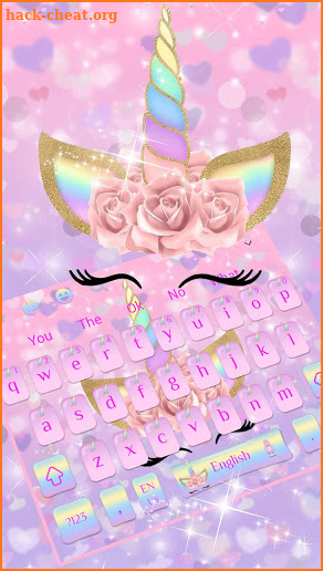 Pink Flower Unicorn Keyboard Theme screenshot